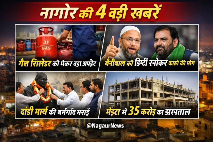 नागौर की बड़ी खबरें गैस सिलेंडर अपडेट बेनीवाल डिप्टी स्पीकर मांग मेड़ता अस्पताल समाचार